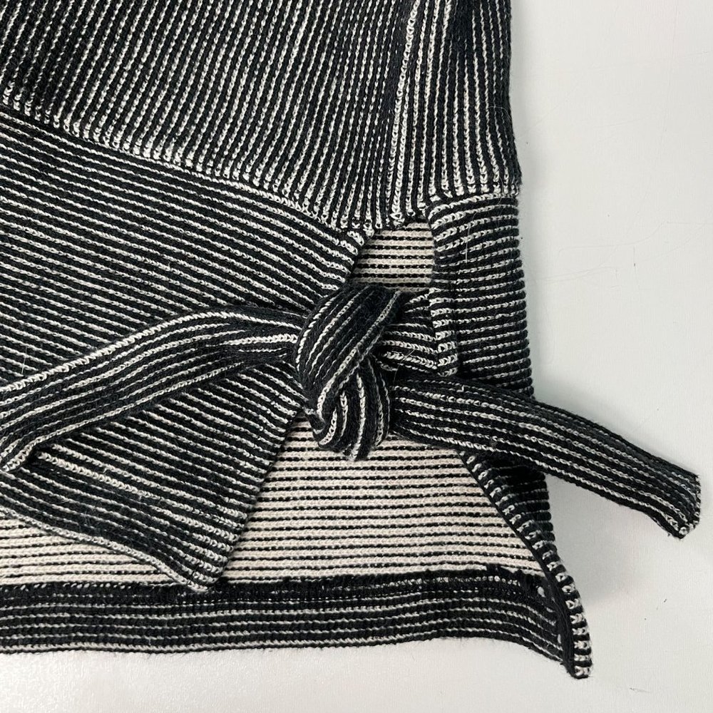 Madewell MEDIUM French Terry Side Tie Black White Stripe Sweatshirt Top - Picture 5 of 12